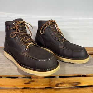 Danner Men's Bull Run Moc Toe 6" Work Boots Size 10.5 D Tobacco Wedge 15563 USA